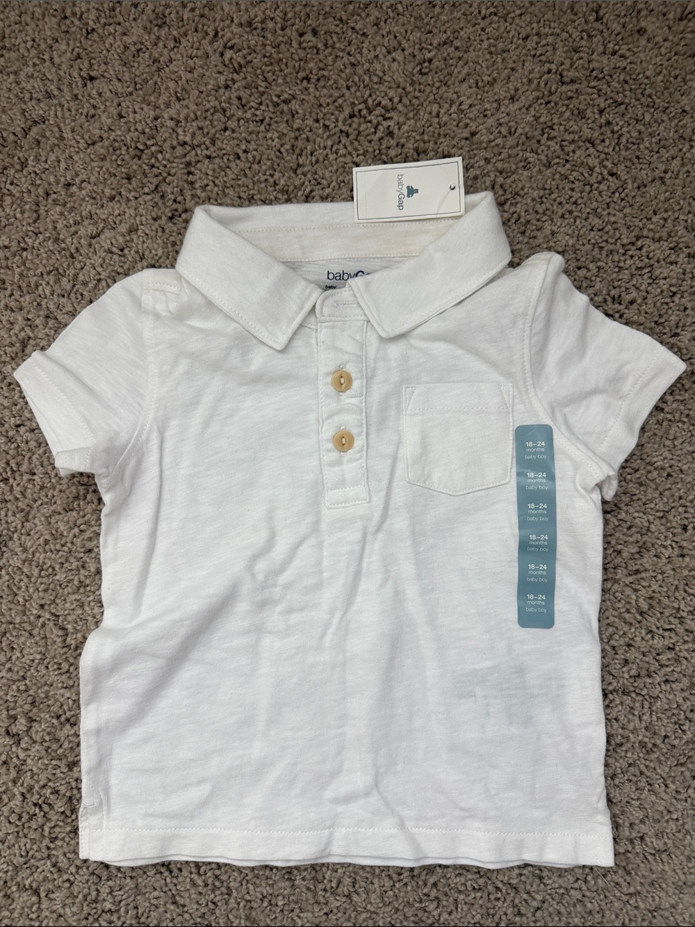 GAP White Short-Sleeve Polo with Chest Pocket